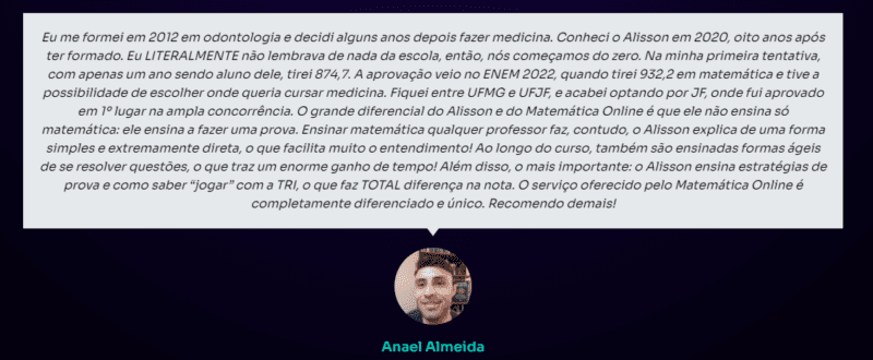 Curso Matemática Online do Alisson Marques depoimentos vale a pena