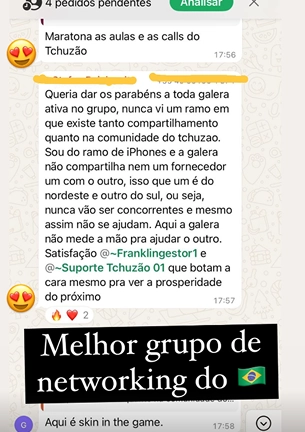 Comunidade Tchuzão suporte de duvidas em vendas de produtos low ticket