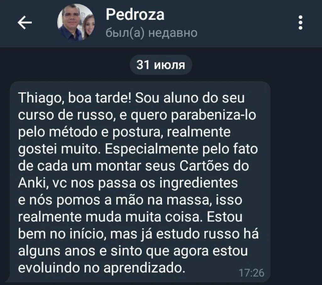 Curso de Russo Fluência Incondicional depoimentos vale a pena