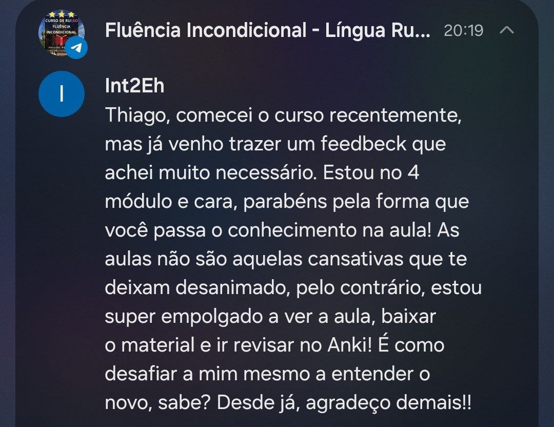 Curso de Russo Fluência Incondicional depoimentos vale a pena
