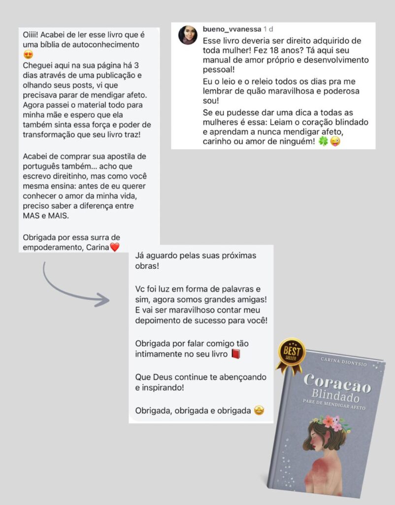 Livro Coração Blindado: Pare de mendigar afeto depoimentos vale a pena