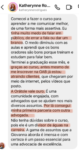 Orátole - Formação em Oratória Jurídica depoimentos vale a pena