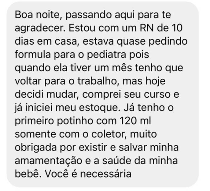 Curso Como Aumentar a Produção de Leite Materno depoimentos vale a pena