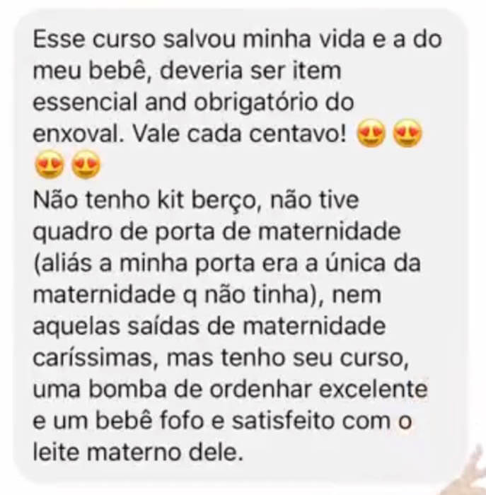 Curso Como Aumentar a Produção de Leite Materno depoimentos vale a pena