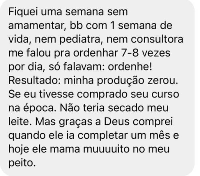 Curso Como Aumentar a Produção de Leite Materno depoimentos vale a pena