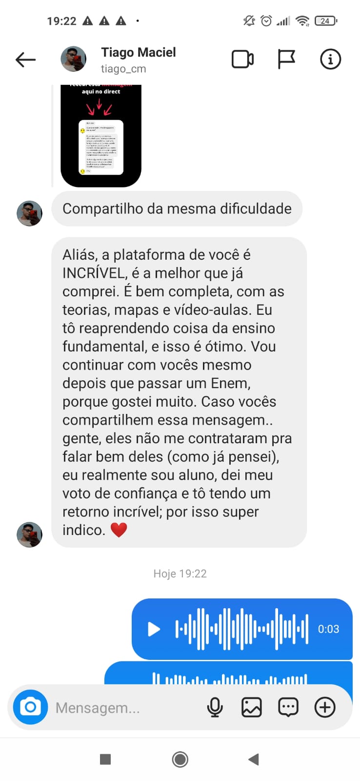 Repertório ENEM depoimentos vale a pena